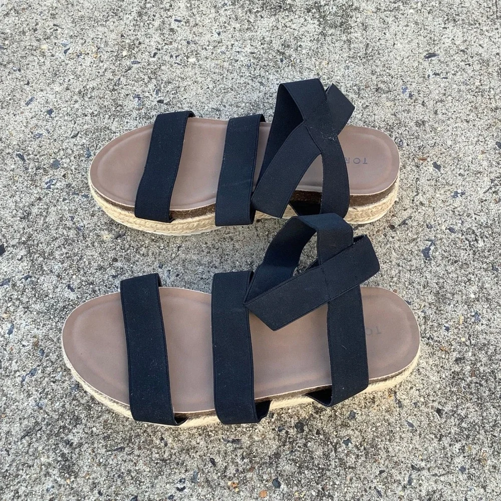 Torrid Black Multi Strap Elastic‎ Espadrille Flatform Sandals Womens 9.5WW